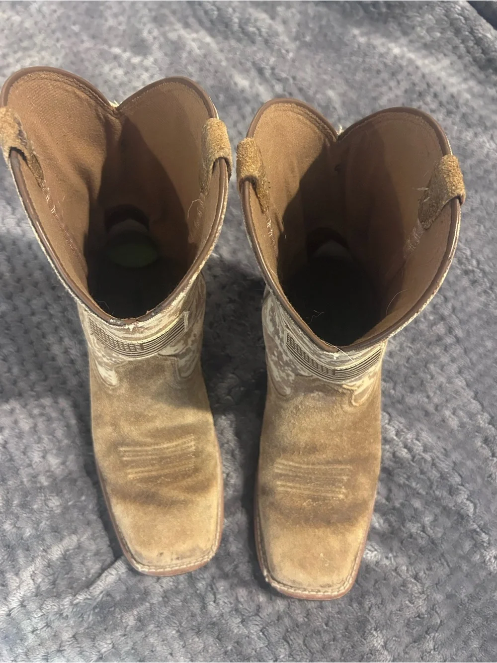 Good Condition Boys Sz5 Ariat Camo Print Patriotic Cowboy Boot American Flag